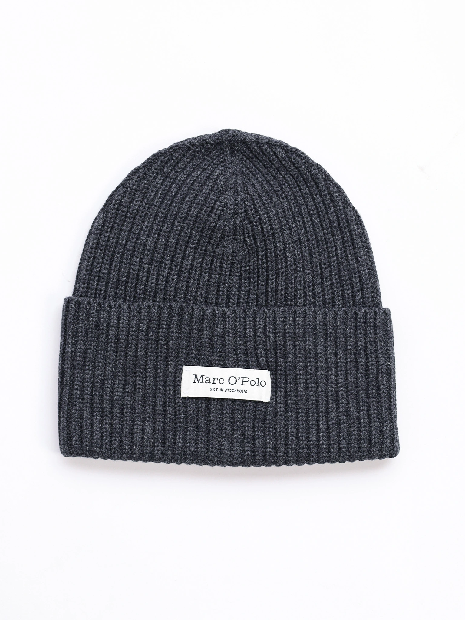 Шапка-бини темно-серого цвета с отворотом из хлопка